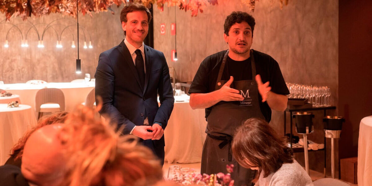 Mauro Colagreco junto al Doctor Jorge Dotto, en la presentación de "Cocina de Precisión"